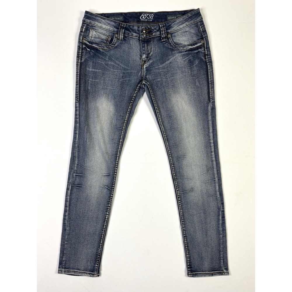OTB Premium Jeans Women's 11 Skinny Blue Soft Stretch Faded Low Rise Denim
